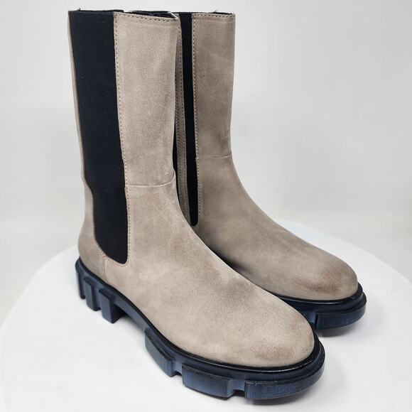 Free People Shoes - Free People Brooks Chelsea Boots Women EU39/US8.5 Taupe Suede Mid Calf Full Zip